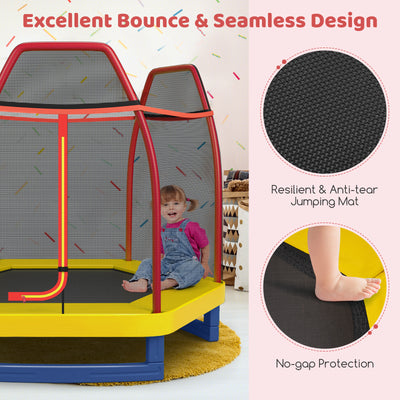 *7 Feet Kids Recreational Bounce Jumper Trampoline - Red