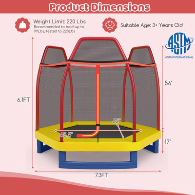 *7 Feet Kids Recreational Bounce Jumper Trampoline - Red