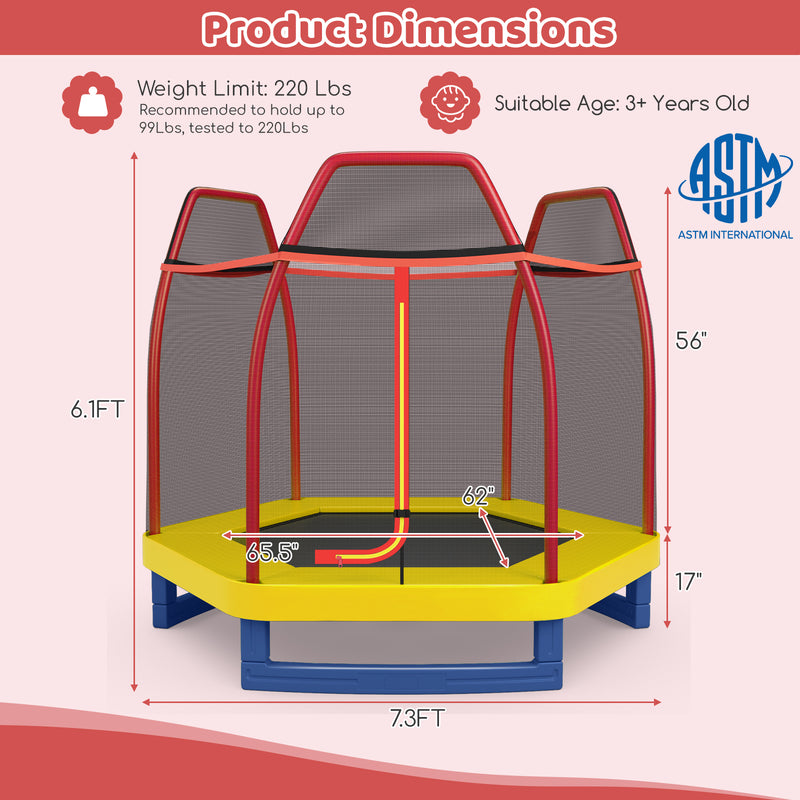 *7 Feet Kids Recreational Bounce Jumper Trampoline - Red