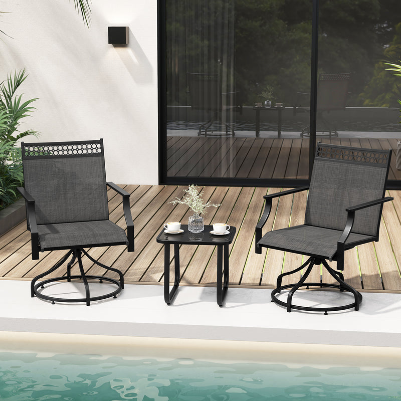 *Patio Swivel Dining Chairs Set of 2 with Heavy-duty Metal Frame and Armrests - Gray