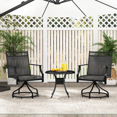 *Patio Swivel Dining Chairs Set of 2 with Heavy-duty Metal Frame and Armrests - Gray