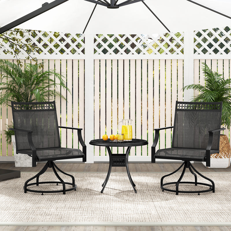 *Patio Swivel Dining Chairs Set of 2 with Heavy-duty Metal Frame and Armrests - Gray