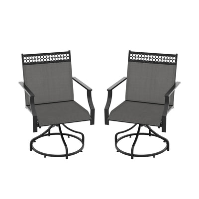 *Patio Swivel Dining Chairs Set of 2 with Heavy-duty Metal Frame and Armrests - Gray