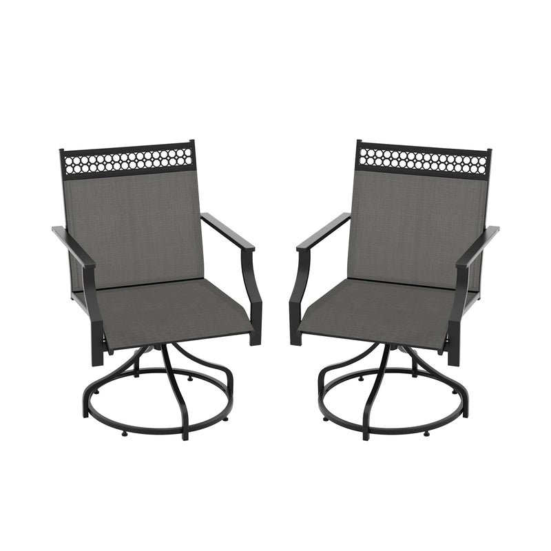*Patio Swivel Dining Chairs Set of 2 with Heavy-duty Metal Frame and Armrests - Gray
