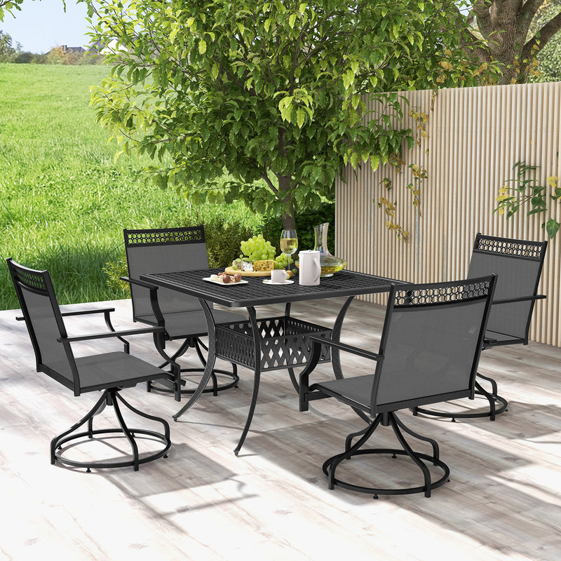 *Patio Swivel Dining Chairs Set of 2 with Heavy-duty Metal Frame and Armrests - Gray