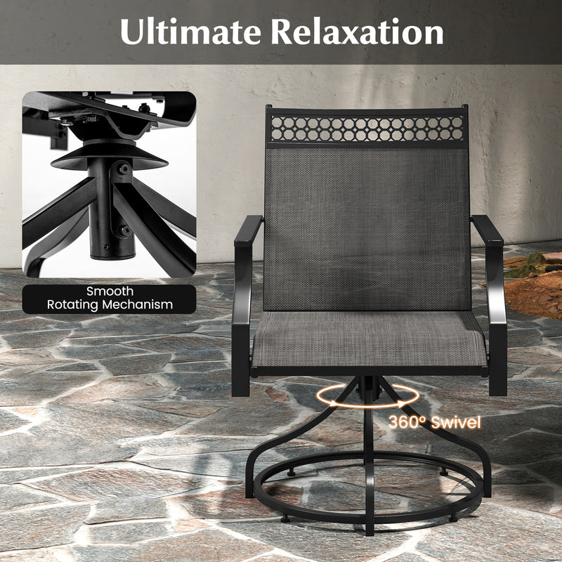 *Patio Swivel Dining Chairs Set of 2 with Heavy-duty Metal Frame and Armrests - Gray
