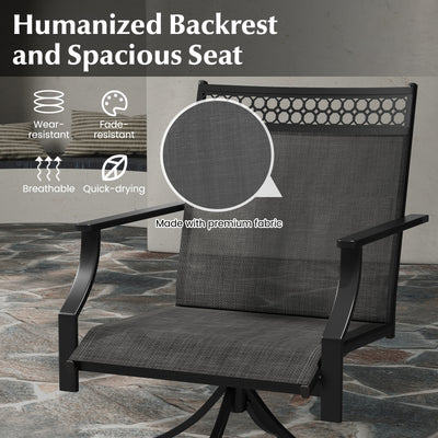 *Patio Swivel Dining Chairs Set of 2 with Heavy-duty Metal Frame and Armrests - Gray