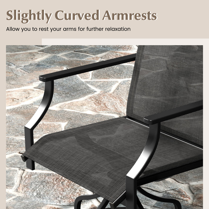 *Patio Swivel Dining Chairs Set of 2 with Heavy-duty Metal Frame and Armrests - Gray