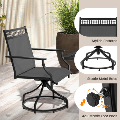 *Patio Swivel Dining Chairs Set of 2 with Heavy-duty Metal Frame and Armrests - Gray