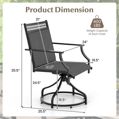 *Patio Swivel Dining Chairs Set of 2 with Heavy-duty Metal Frame and Armrests - Gray