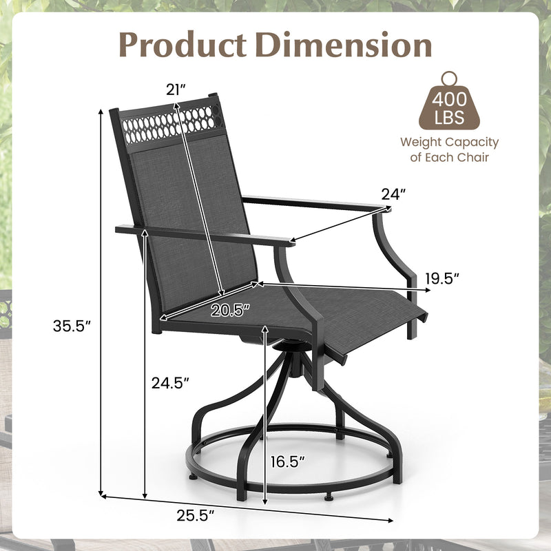 *Patio Swivel Dining Chairs Set of 2 with Heavy-duty Metal Frame and Armrests - Gray