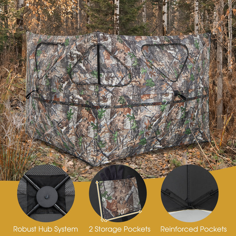 2-Panel Hunting Ground Blind Pop Up Fence with 3 Shoot Through Ports