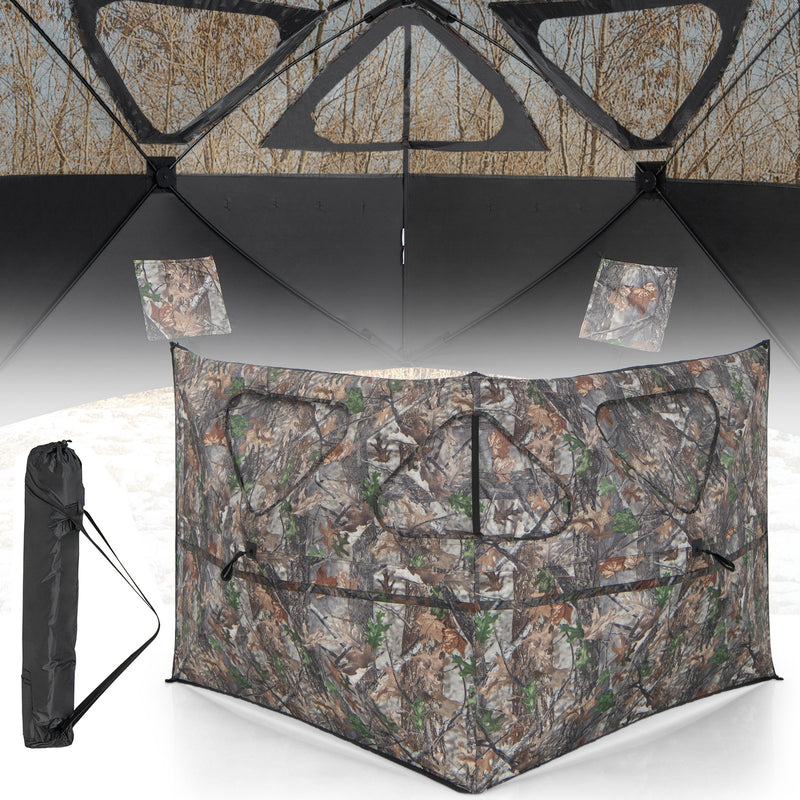 2-Panel Hunting Ground Blind Pop Up Fence with 3 Shoot Through Ports