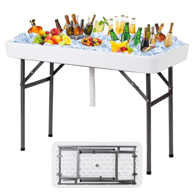 4 Feet Plastic Party Ice Folding Table with Matching Skirt-White