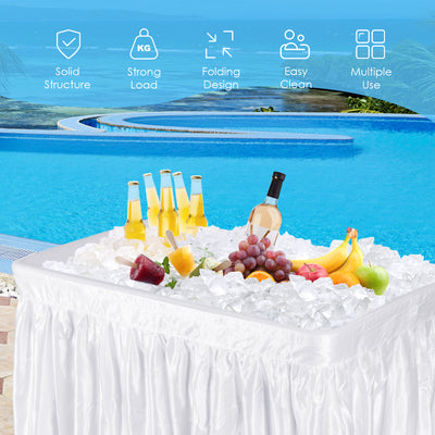 4 Feet Plastic Party Ice Folding Table with Matching Skirt-White