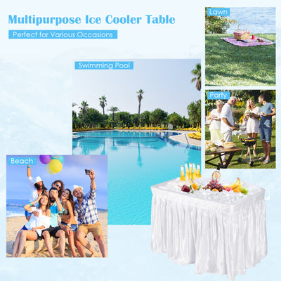 4 Feet Plastic Party Ice Folding Table with Matching Skirt-White