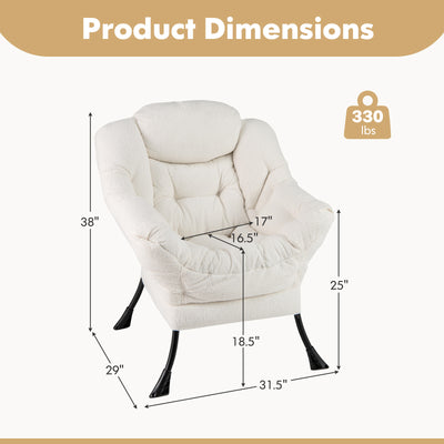 Sherpa Upholstered Accent Chair with Cozy Head Pillow-Beige