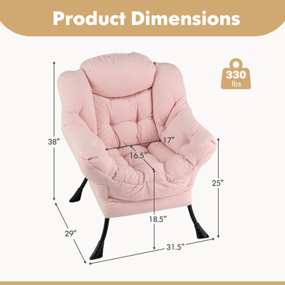 Sherpa Upholstered Accent Chair with Cozy Head Pillow-Pink