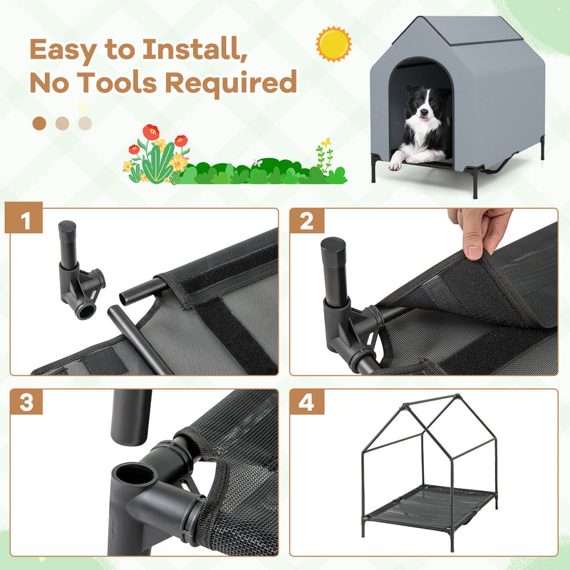 Large/Middle/Small Outdoor Elevated Pet House with Ventilated Windows-M
