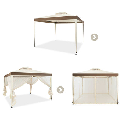 Canopy Gazebo Tent Shelter Garden Lawn Patio with Mosquito Netting-Beige