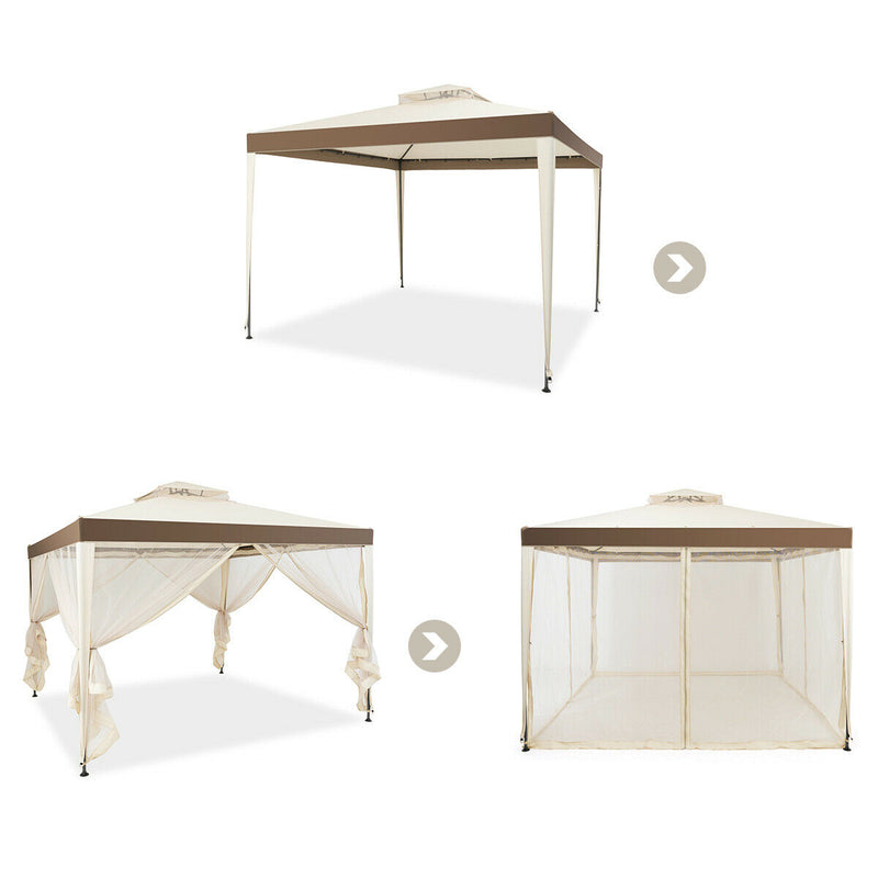 Canopy Gazebo Tent Shelter Garden Lawn Patio with Mosquito Netting-Beige