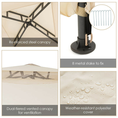 Canopy Gazebo Tent Shelter Garden Lawn Patio with Mosquito Netting-Beige