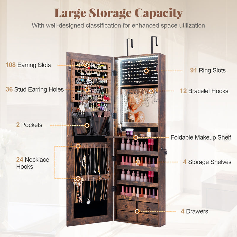 Multipurpose Storage Cabinet with 4 Drawers-Rustic Brown