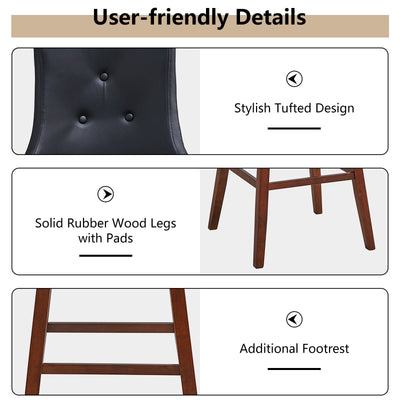 2 Pieces 29 Inch Pub Height Swivel Upholstered Bar Stools with Wood Legs-29 inches