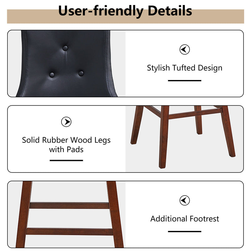 2 Pieces 29 Inch Pub Height Swivel Upholstered Bar Stools with Wood Legs-29 inches