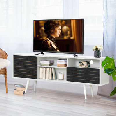 Mid-Century Modern TV Stand with Storage Shelves for TVs up to 65 Inch