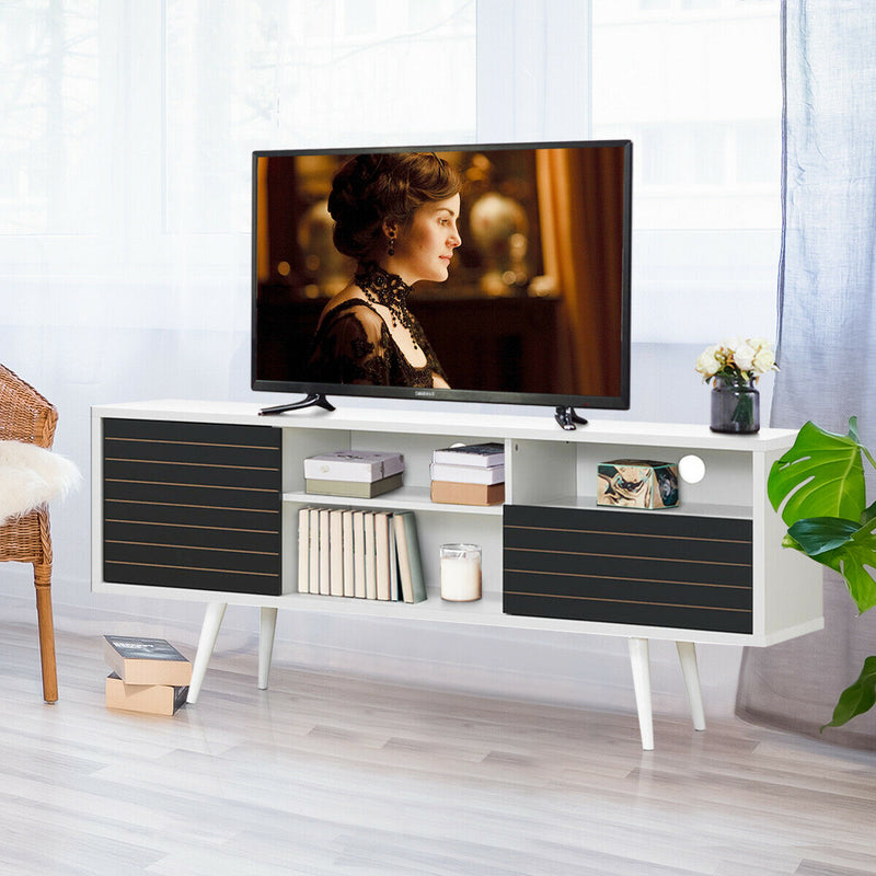 Mid-Century Modern TV Stand with Storage Shelves for TVs up to 65 Inch