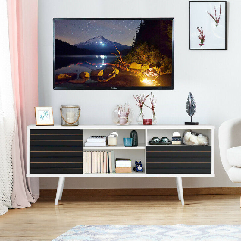 Mid-Century Modern TV Stand with Storage Shelves for TVs up to 65 Inch