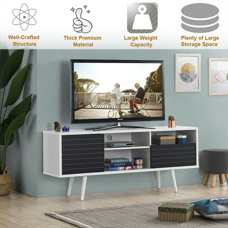 Mid-Century Modern TV Stand with Storage Shelves for TVs up to 65 Inch