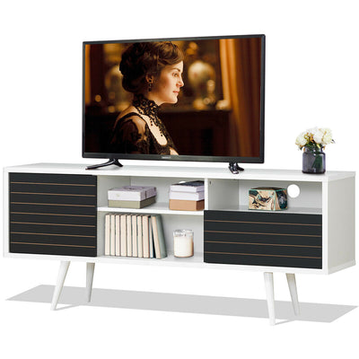 Mid-Century Modern TV Stand with Storage Shelves for TVs up to 65 Inch