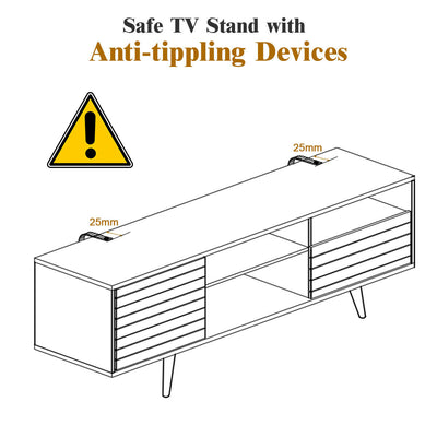 Mid-Century Modern TV Stand with Storage Shelves for TVs up to 65 Inch