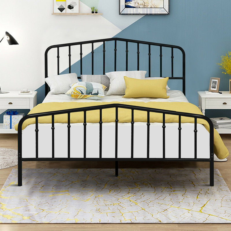 Queen Size Metal Bed Frame Steel Slat Platform