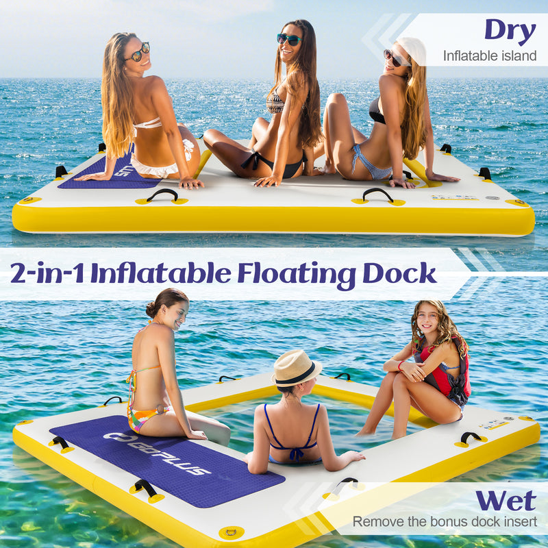 8 ft x 8 ft Inflatable Dock Platform with Mesh Swim Lounge