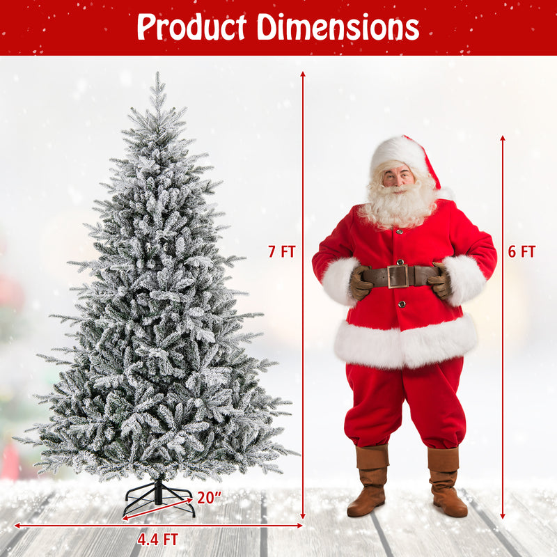 7 Feet Flocked Christmas Tree with 8 Lighting Modes and Multi-Color LED Lights-7 ft