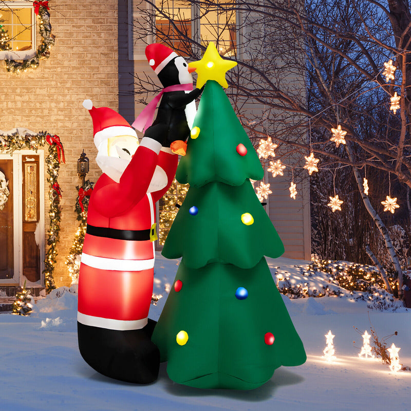 6 Feet Inflatable Christmas Tree and Santa Claus with LED and Air Blower