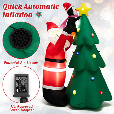 6 Feet Inflatable Christmas Tree and Santa Claus with LED and Air Blower