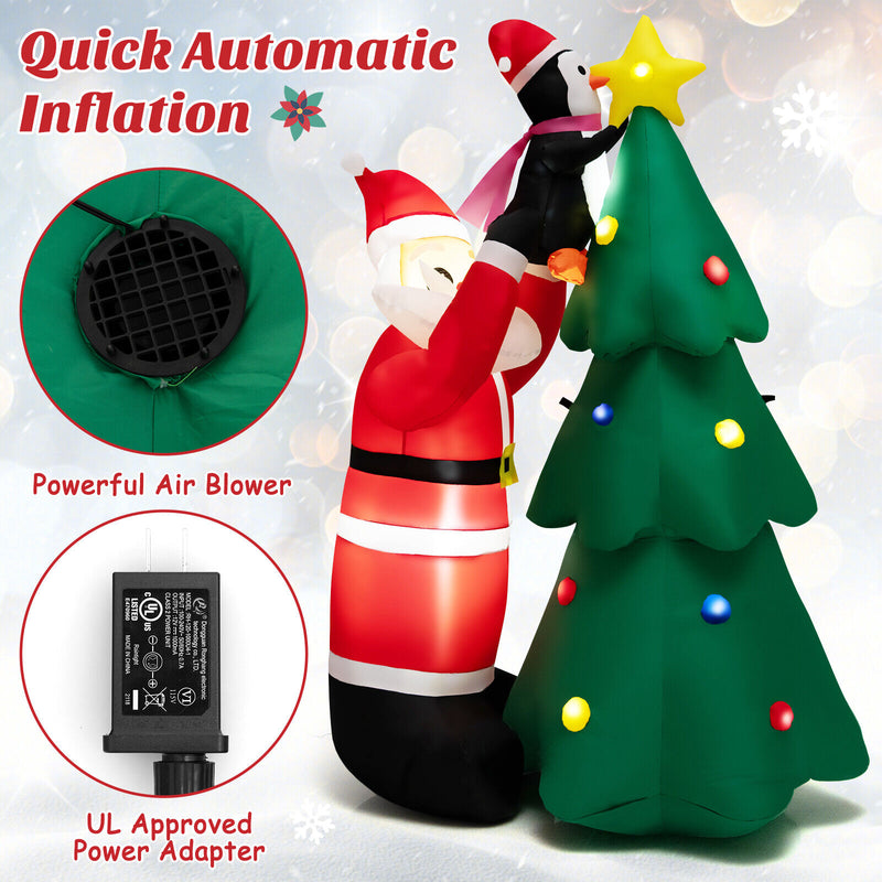 6 Feet Inflatable Christmas Tree and Santa Claus with LED and Air Blower