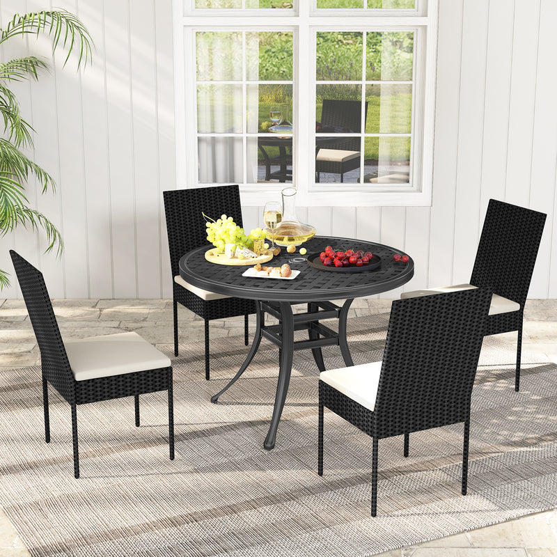 PE Wicker Patio Chairs Set of 2/4 with Cushions for Porch Deck Garden and Backyard-2 Pieces