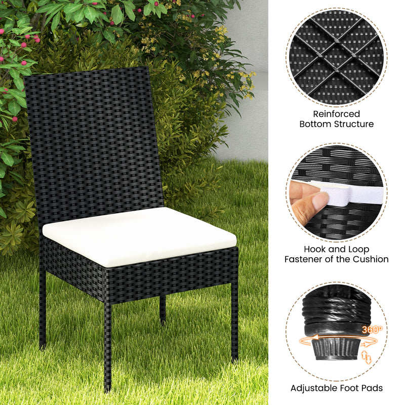 PE Wicker Patio Chairs Set of 2/4 with Cushions for Porch Deck Garden and Backyard-2 Pieces