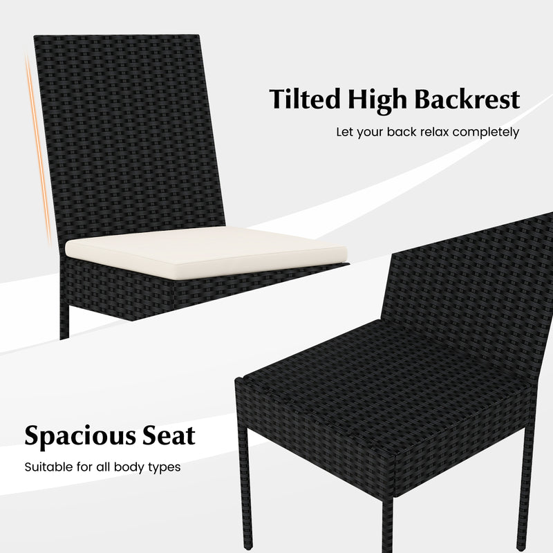 PE Wicker Patio Chairs Set of 2/4 with Cushions for Porch Deck Garden and Backyard-2 Pieces