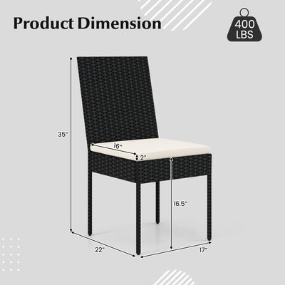 PE Wicker Patio Chairs Set of 2/4 with Cushions for Porch Deck Garden and Backyard-2 Pieces