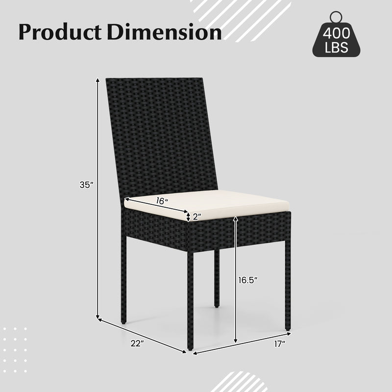 PE Wicker Patio Chairs Set of 2/4 with Cushions for Porch Deck Garden and Backyard-2 Pieces