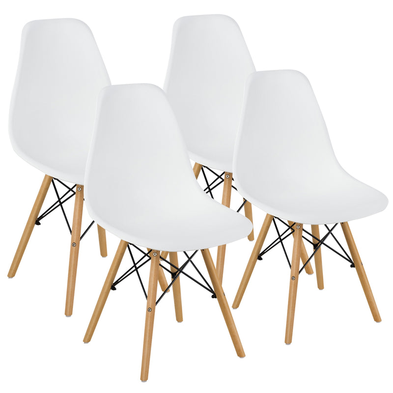 *Set of 4 Modern DSW Dining Side Chair Wood Legs - White
