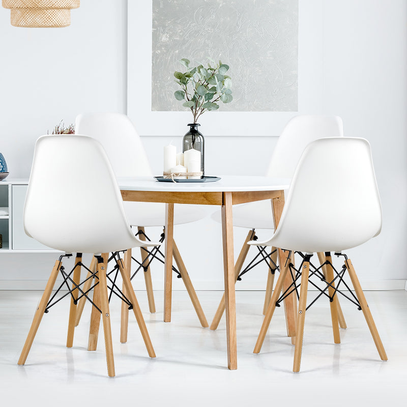 *Set of 4 Modern DSW Dining Side Chair Wood Legs - White
