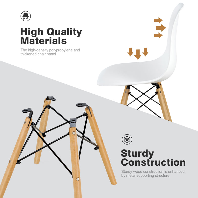 *Set of 4 Modern DSW Dining Side Chair Wood Legs - White
