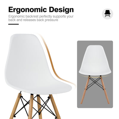 *Set of 4 Modern DSW Dining Side Chair Wood Legs - White